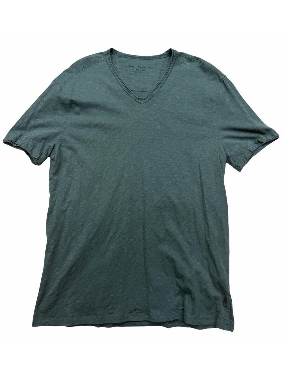 John Varvatos Miles V-Neck T-Shirt Slub Organic Cotton Green Size M